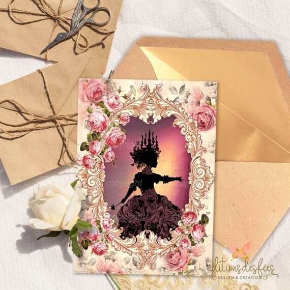 Fairy silhouette floral card