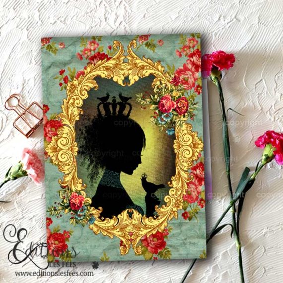 Silhouette shabby chic postcard